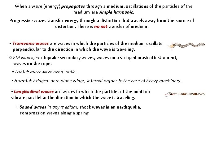 When a wave (energy) propagates through a medium, oscillations of the particles of the