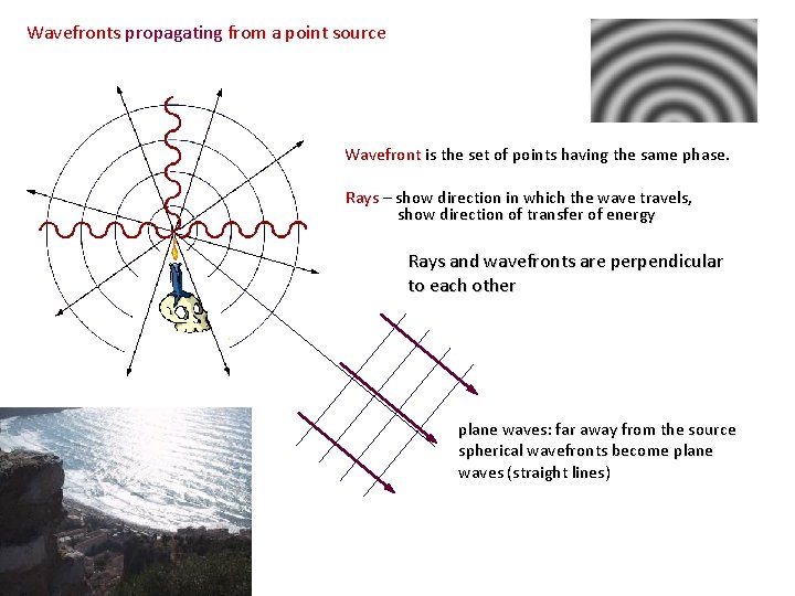 Wavefronts propagating from a point source Wavefront is the set of points having the