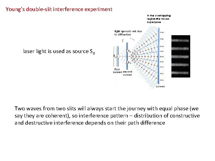 Young’s double-slit interference experiment laser light is used as source S 0 Two waves