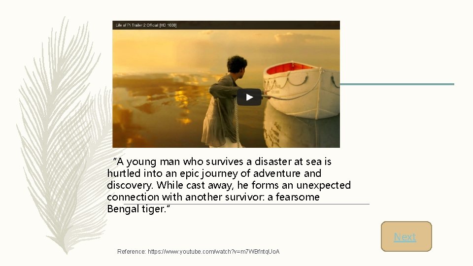 “A young man who survives a disaster at sea is hurtled into an epic