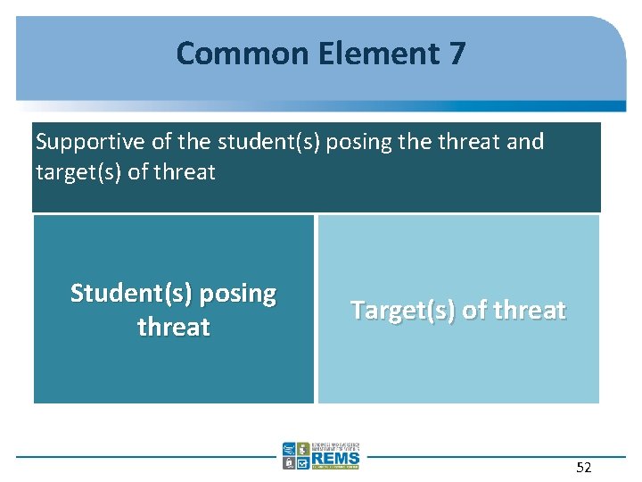 Common Element 7 Supportive of the student(s) posing the threat and target(s) of threat
