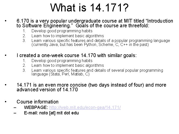 What is 14. 171? • 6. 170 is a very popular undergraduate course at