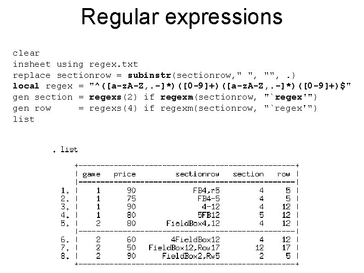 Regular expressions clear insheet using regex. txt replace sectionrow = subinstr(sectionrow, " ", "",