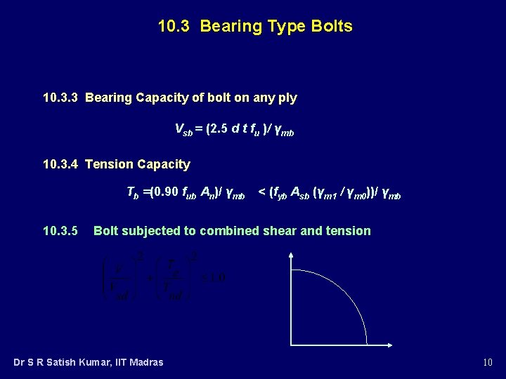 10. 3 Bearing Type Bolts 10. 3. 3 Bearing Capacity of bolt on any