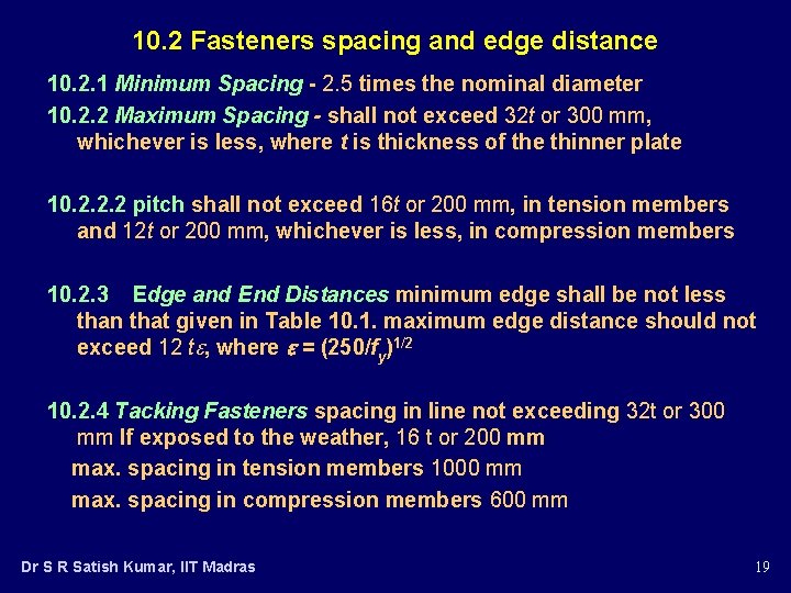 10. 2 Fasteners spacing and edge distance 10. 2. 1 Minimum Spacing - 2.