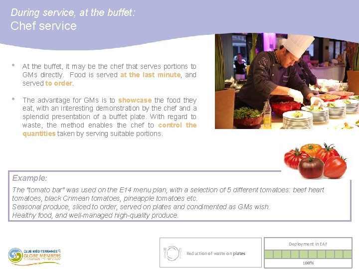 During service, at the buffet: Chef service • At the buffet, it may be