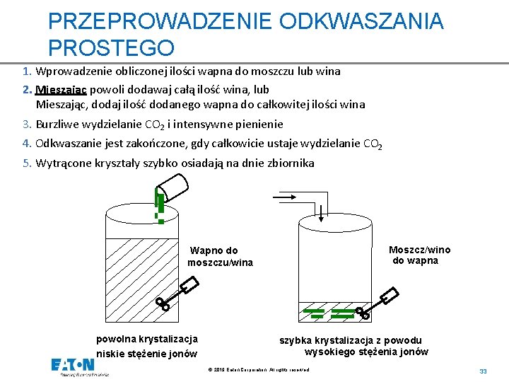 PRZEPROWADZENIE ODKWASZANIA PROSTEGO 1. Wprowadzenie obliczonej ilości wapna do moszczu lub wina 2. Mieszając