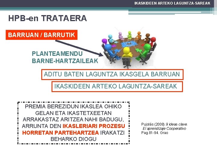 IKASKIDEEN ARTEKO LAGUNTZA-SAREAK HPB-en TRATAERA BARRUAN / BARRUTIK PLANTEAMENDU BARNE-HARTZAILEAK ADITU BATEN LAGUNTZA IKASGELA