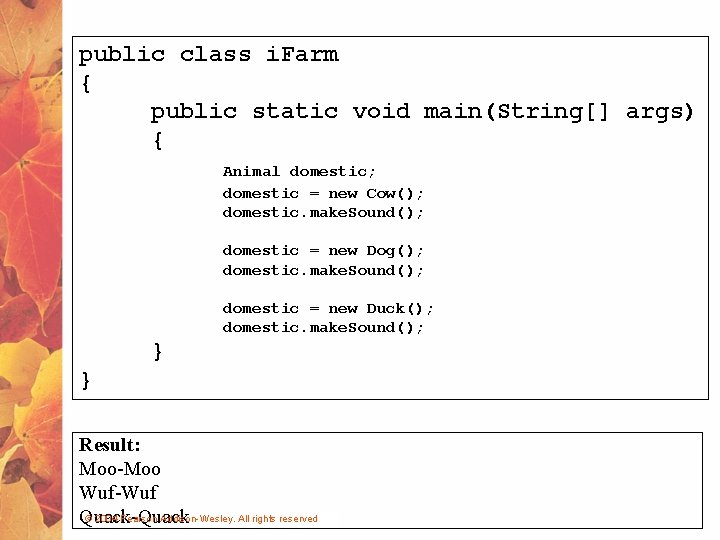 public class i. Farm { public static void main(String[] args) { Animal domestic; domestic