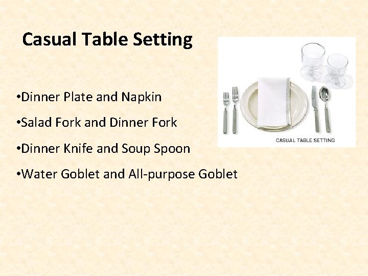 Casual Table Setting • Dinner Plate and Napkin • Salad Fork and Dinner Fork