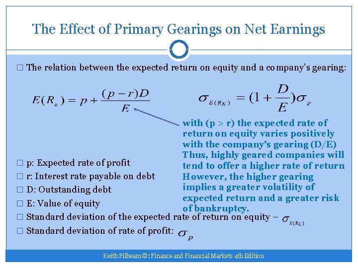 The Effect of Primary Gearings on Net Earnings � The relation between the expected