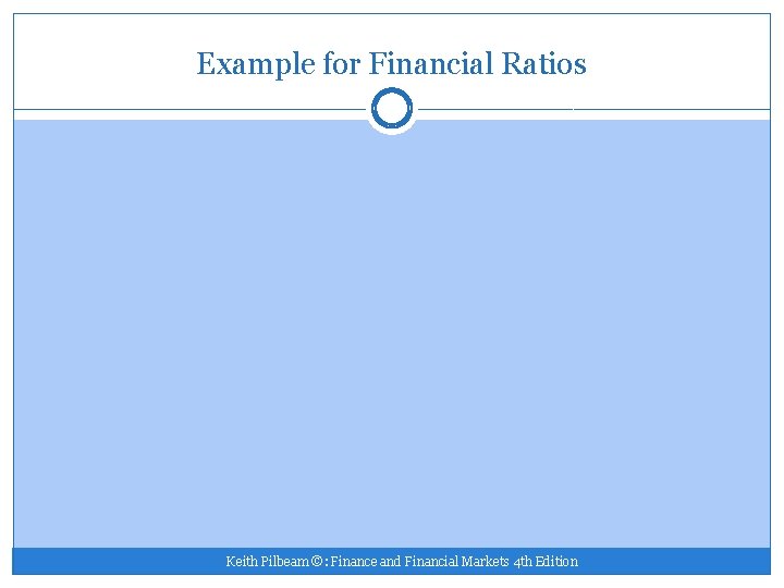 Example for Financial Ratios Keith Pilbeam ©: Finance and Financial Markets 4 th Edition