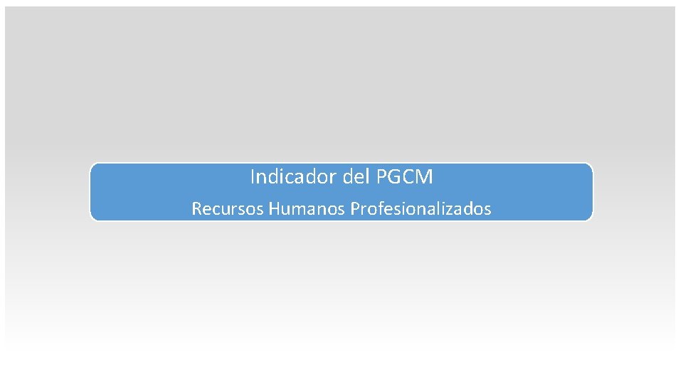 Indicador del PGCM Recursos Humanos Profesionalizados 