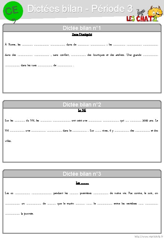 CE Dictées bilan - Période 3 2 Dictée bilan n° 1 Dans l’Antiquité À