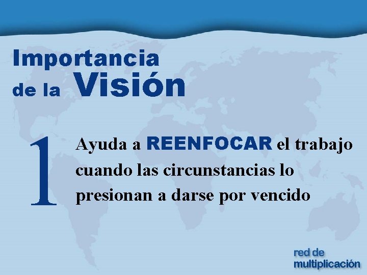 Importancia de la 1 Visión Ayuda a REENFOCAR el trabajo cuando las circunstancias lo