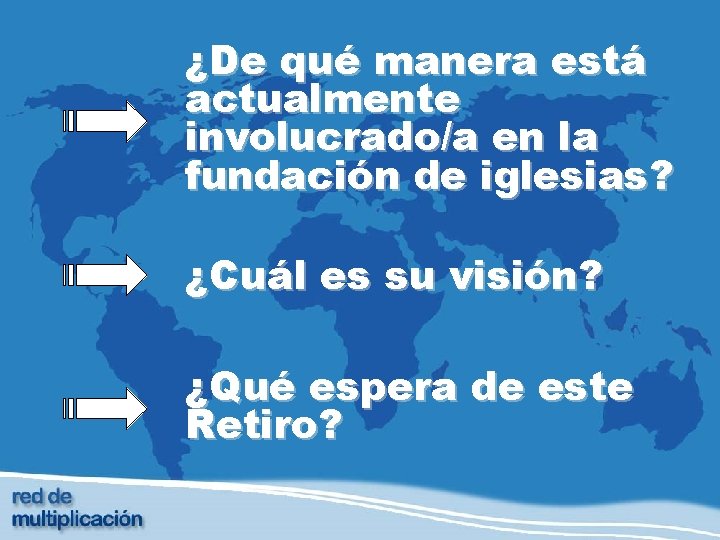 ¿De qué manera está actualmente involucrado/a en la fundación de iglesias? ¿Cuál es su