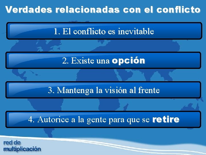 Verdades relacionadas con el conflicto 1. El conflicto es inevitable 2. Existe una opción