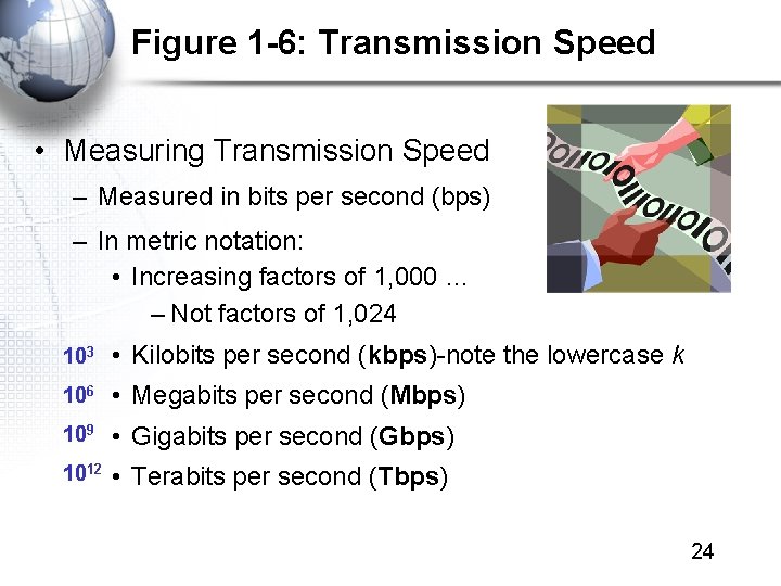 Figure 1 -6: Transmission Speed • Measuring Transmission Speed – Measured in bits per