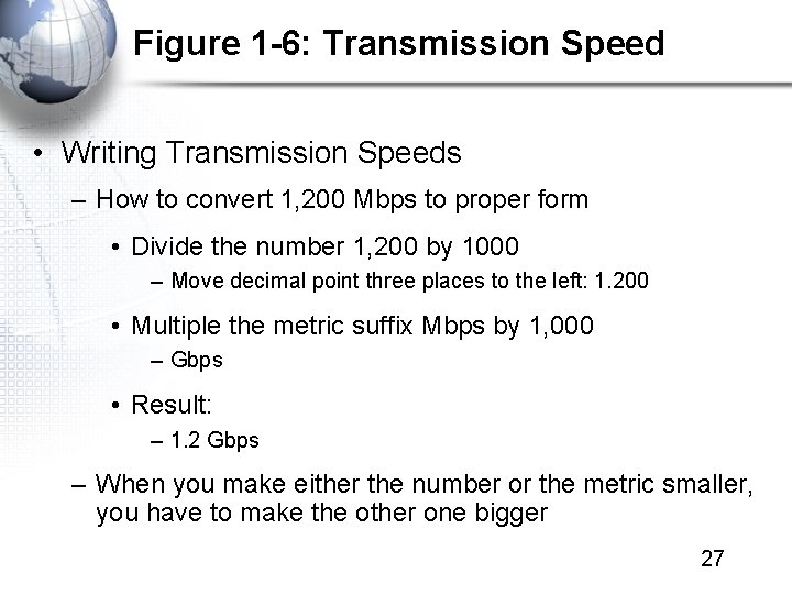 Figure 1 -6: Transmission Speed • Writing Transmission Speeds – How to convert 1,