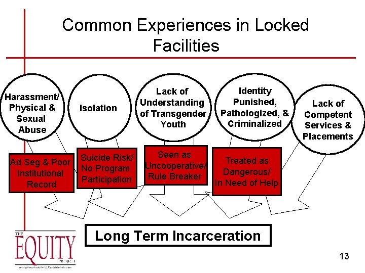 Common Experiences in Locked Facilities Harassment/ Physical & Sexual Abuse Ad Seg & Poor