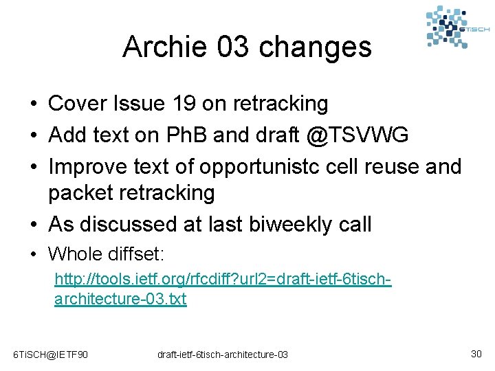Archie 03 changes • Cover Issue 19 on retracking • Add text on Ph.