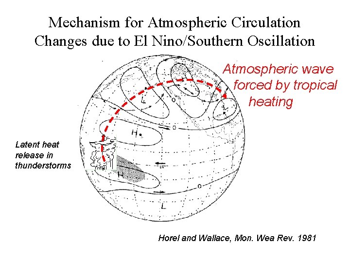 Mechanism for Atmospheric Circulation Changes due to El Nino/Southern Oscillation Atmospheric wave forced by