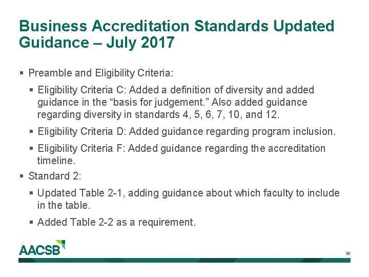 Business Accreditation Standards Updated Guidance – July 2017 § Preamble and Eligibility Criteria: §