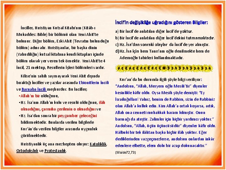 İnciller, Hıristiyan Kutsal Kitabı'nın (Kitâb ı Mukaddes: Bible) bir bölümü olan Yeni Ahit'te bulunur.