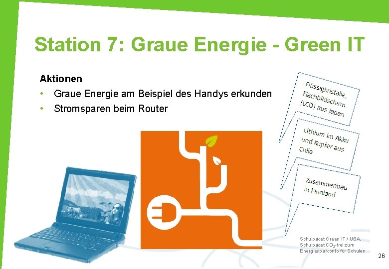 Station 7: Graue Energie - Green IT Aktionen • Graue Energie am Beispiel des