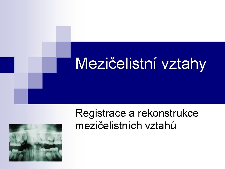 Mezičelistní vztahy Registrace a rekonstrukce mezičelistních vztahů 