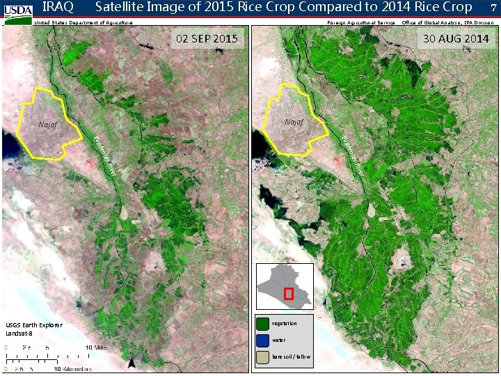 IRAQ Satellite Image of 2015 Rice Crop Compared to 2014 Rice Crop United States