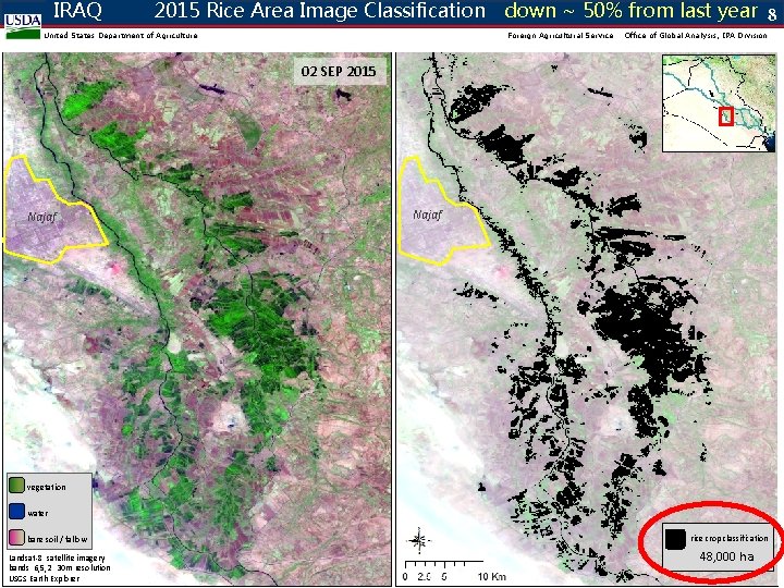 IRAQ 2015 Rice Area Image Classification down ~ 50% from last year 8 United