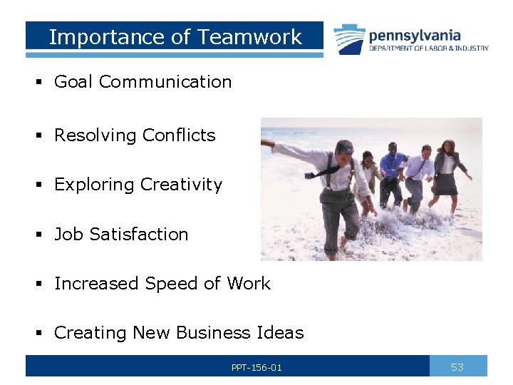 Importance of Teamwork § Goal Communication § Resolving Conflicts § Exploring Creativity § Job
