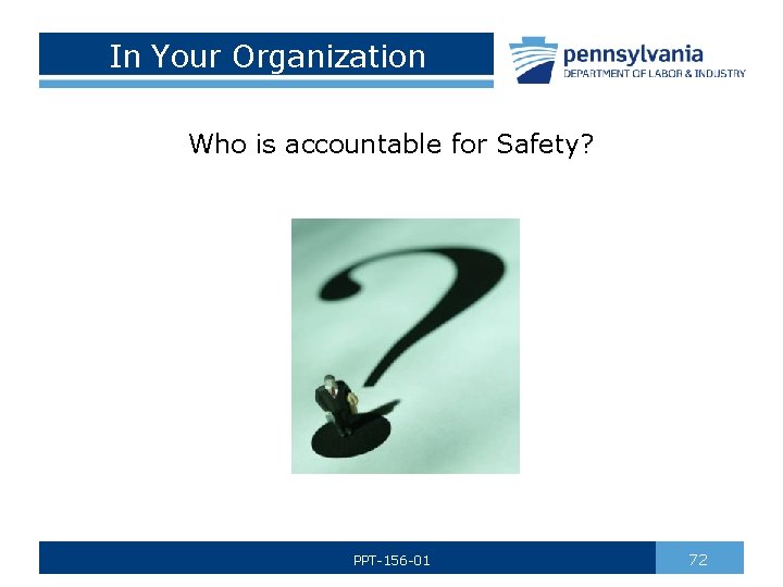 In Your Organization Who is accountable for Safety? PPT-156 -01 72 