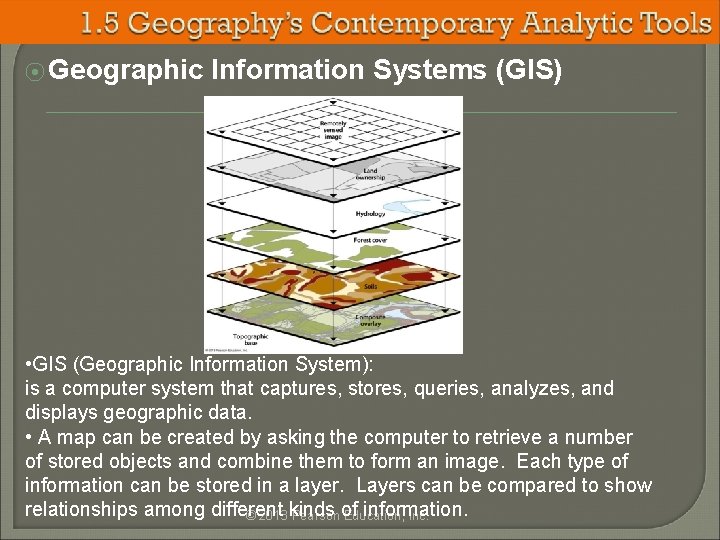 ⦿ Geographic Information Systems (GIS) • GIS (Geographic Information System): is a computer system