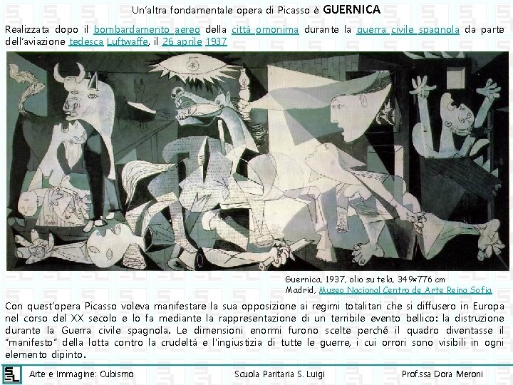 Un’altra fondamentale opera di Picasso è GUERNICA Realizzata dopo il bombardamento aereo della città