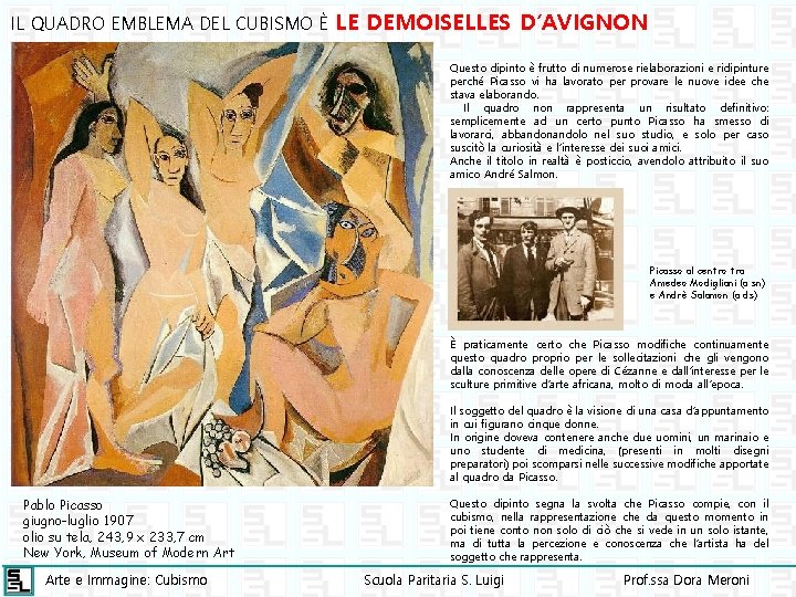 IL QUADRO EMBLEMA DEL CUBISMO È LE DEMOISELLES D’AVIGNON Questo dipinto è frutto di