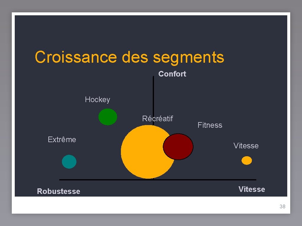 Croissance des segments Confort Hockey Récréatif Extrême Robustesse Fitness Vitesse 38 