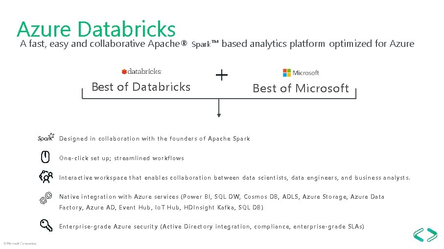 Azure Databricks A fast, easy and collaborative Apache® Spark™ based analytics platform optimized for