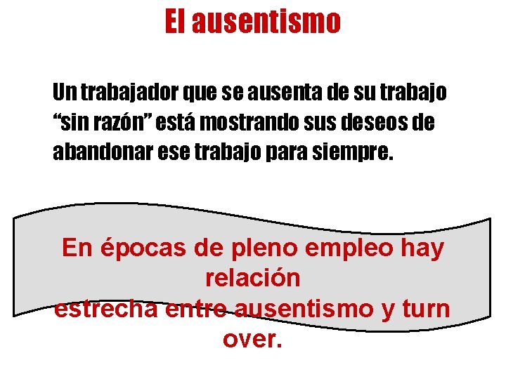 El ausentismo Un trabajador que se ausenta de su trabajo “sin razón” está mostrando