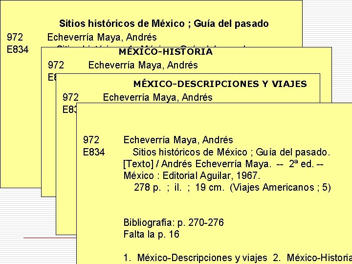 972 E 834 Sitios históricos de México ; Guía del pasado Echeverría Maya, Andrés