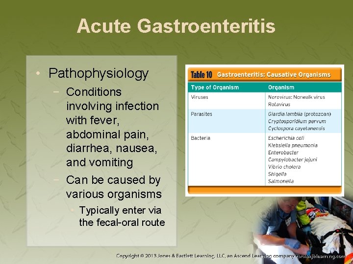 Acute Gastroenteritis • Pathophysiology − Conditions involving infection with fever, abdominal pain, diarrhea, nausea,