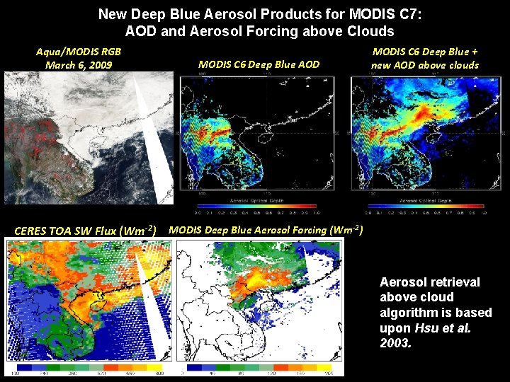 New Deep Blue Aerosol Products for MODIS C 7: AOD and Aerosol Forcing above