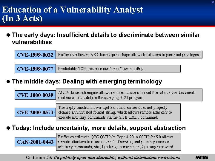 37 Education of a Vulnerability Analyst (In 3 Acts) 0 The early days: Insufficient