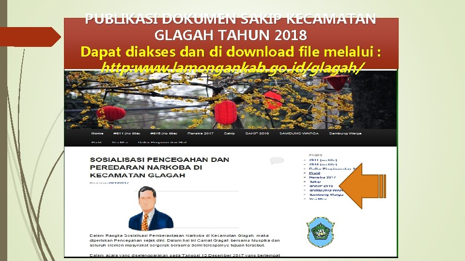 PUBLIKASI DOKUMEN SAKIP KECAMATAN GLAGAH TAHUN 2018 Dapat diakses dan di download file melalui