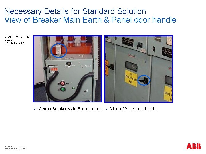 Necessary Details for Standard Solution View of Breaker Main Earth & Panel door handle