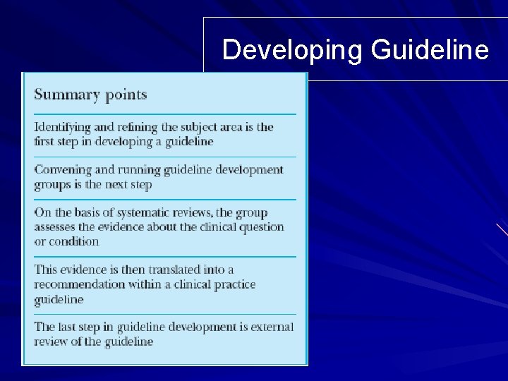 Developing Guideline 