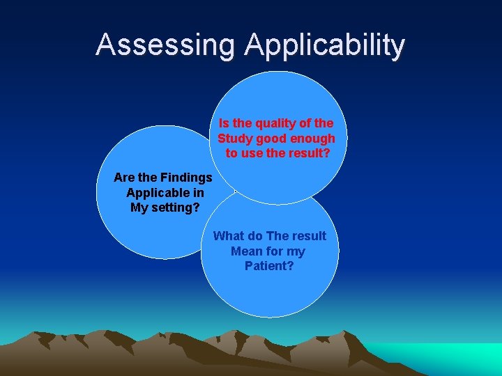 Assessing Applicability Is the quality of the Study good enough to use the result?