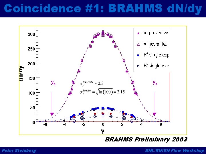 Coincidence #1: BRAHMS d. N/dy BRAHMS Preliminary 2003 Peter Steinberg BNL/RIKEN Flow Workshop 