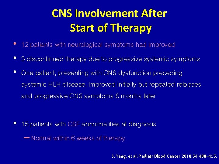 CNS Involvement After Start of Therapy • 12 patients with neurological symptoms had improved